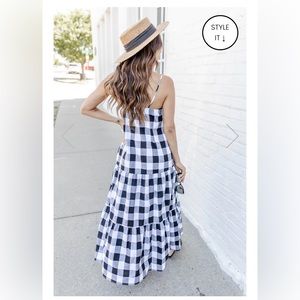 NWOT Pink Lily Maxi Gingham Dress